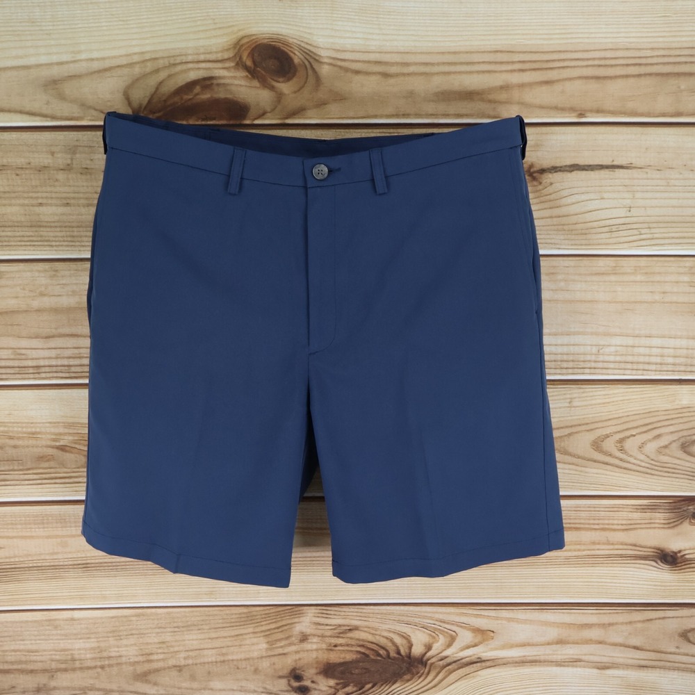 Haggar Shorts Mens Size 42 Dark‎ Blue 100% Polyester Chinos Pockets Flat Front